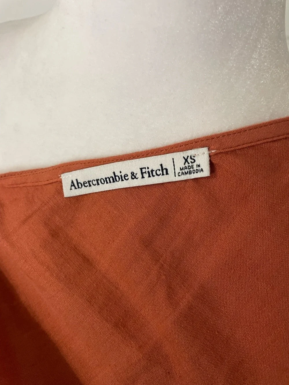 Abercrombie & Fitch Rust Wrap V-Neck Puff Sleeve Blouse